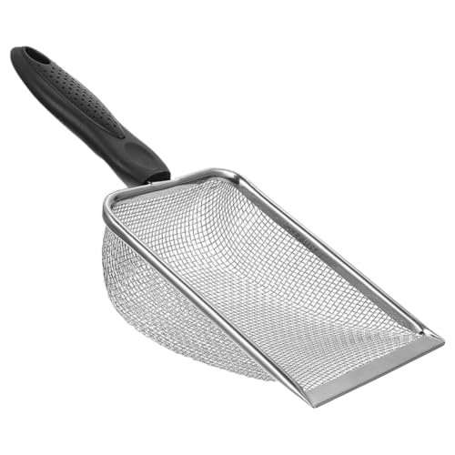 Sand Scoop Curved Blade Reptile and Stainless Steel Fine 6-mesh 3.8x3.8mm Screen, Flat Sand Shovel Head for Vivarium Cleaning and Reptile Cage Maintenance