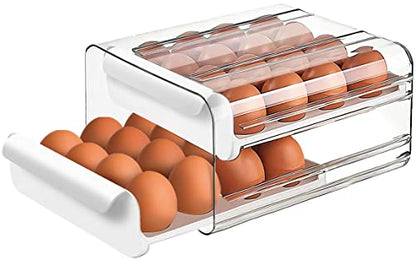 Fridge Organizers and Storage, Egg Organizer Container for Refrigerator | Large Capicity Transparent, Stackable Plastic Egg Holder