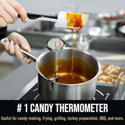 Craft911 Candy Thermometer with Pot Clip - Deep Fry Oil Thermometer for Frying and Candle Making (Black) - color: Black