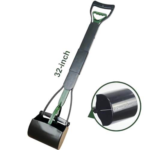 32'' Pooper Scooper for Large Small Dogs Heavy Duty, Long Handle Poop Scoop for Yard, Grass, Gravel, Dog Poop Grabber with High Strength Material and Durable Spring（Dark Green） - size: 1 Piece(32-inch length)Dark Green