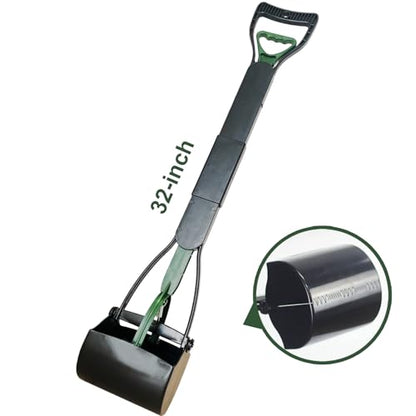 32'' Pooper Scooper for Large Small Dogs Heavy Duty, Long Handle Poop Scoop for Yard, Grass, Gravel, Dog Poop Grabber with High Strength Material and Durable Spring（Dark Green） - size: 1 Piece(32-inch length)Dark Green