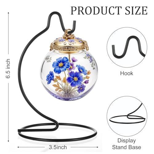 20 Pcs Ornament Display Stand Small 6 Inch, Ornament Hanger, Air Plant Holder Terrariums Hanging Stand Crystal Ball Hanging Hook for Christmas Wedding Home Office Decoration(Black)