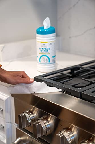 Juniper CLEAN 6 Pack Surface Cleaning Wipes with Bleach, All-Purpose Cleaner for Bathroom, Kitchen, Office, 450 Count Canister, Fresh Scent, 7.5" x 7" Sheet, Lint Free & Durable - size: 75 Count (Pack of 6)