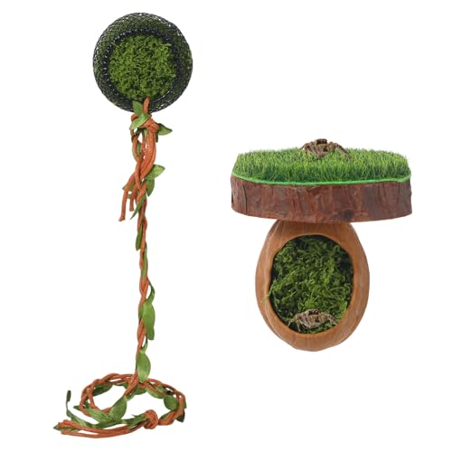 Guiqulai Jumping Spider Hideout Magnetic Moss Habitat with Climbing Rope | Magnetic Moss Spider Terrarium Hide With Climbing Rope, Arboreal Habitat Decor for Jumping Spiders Small Reptiles