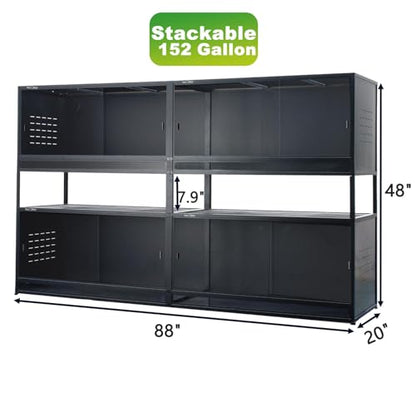 Stackable Space Efficient Reptile Enclosure 44"x20"x20", Reptile Tank 4 Packs for Bearded Dragon and Ball Python, Expandable Snake Terrarium with Front Opening, Combination Lock