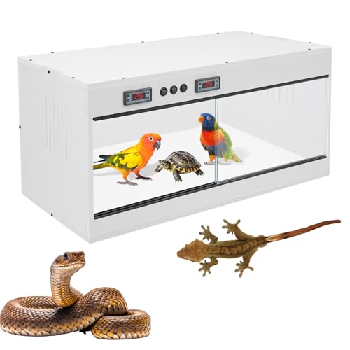 PVC Reptile Enclosure, Reptile Terrarium 31.5×15.75×15.75In, LCD Display, Reptile Tank with Intelligent Thermostat for Leopard Gecko, Hexagonal Lizard, Snake (White) - color: White