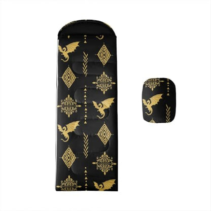 Erosebridal Sugar Skull Kids Sleeping Bag Southwestern Aztec Western Camping Blanket for Hiking Travel Hunting Sleep Bag - color: Black Yellow Gold 3