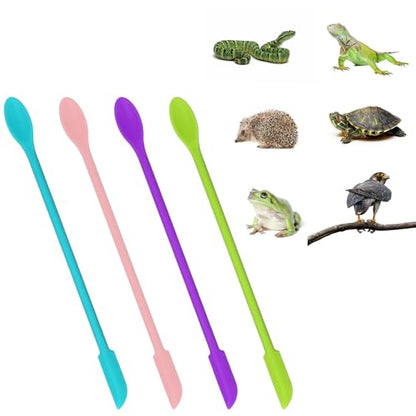 4 Pcs Reptile Spoon, Crested Gecko Food Mixing Spoon Crested Gecko Accessories Long Handle Feeding Tool fit Lizard Gargoyle Bearded Dragon