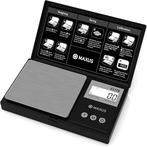 Digital Gram Scale 1000g/0.1g, Small Food Scale with Backlit LCD, Mini Pocket Scale for Jewelry | Small Food Scale with Backlit LCD, 6 Weighing Units, Tare Function - color: Matte Black