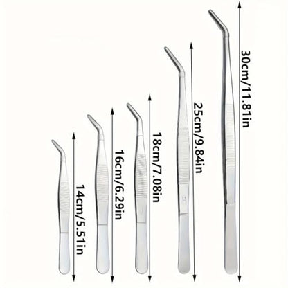 Stainless Steel Reptile Feeding Tongs Tweezers for Aquarium, Terrarium & Crafts Bearded Dragon Snake Tank Accessories, Planted Tank Tools Feeder for Lizards-5.51 Inches Curved