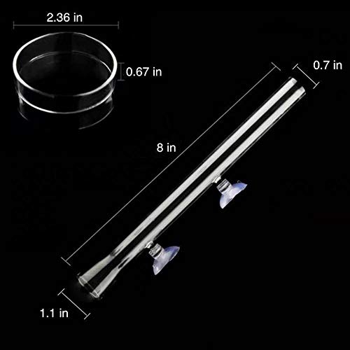 Aquarium Shrimp Feeding Tube and Dish, Clear Crystal Glass Fish Tank Shrimp Feeder Tube Tray - size: 8" + 1 Tray