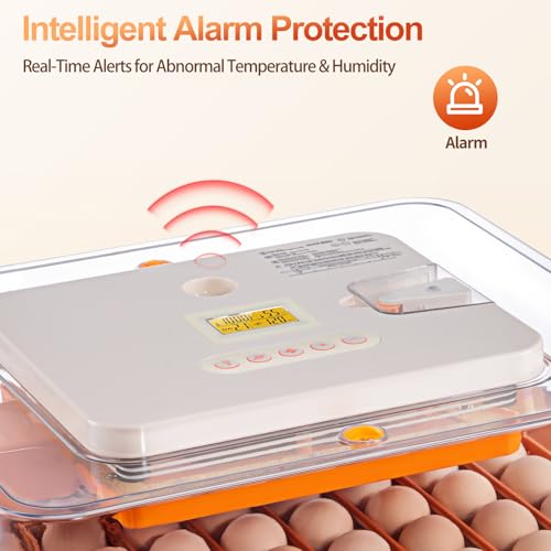 56 Egg Incubator, Fully Automatic Egg Turner & Humidity Control, High Hatch Rate Poultry Incubator with LED Candler, 360° View for Chicken, Duck, Quail Eggs – Beginner Friendly