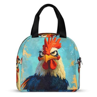 Funny Rooster Chicken Lunch Bag for Women Men | Insulated Lunch Box Leakproof Food Meal Containers Reusable Foldable 6L Capacity Lunch Tote Bags for Work Picnic Travel - color: style-8