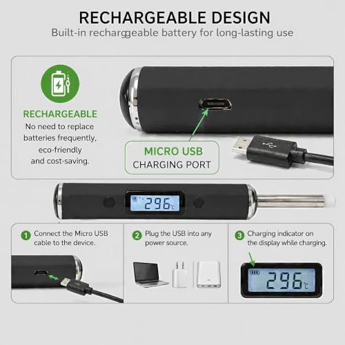 Real-time Temperature Reading Device, Digital thermocouple Thermometer Kits - Black Version - color: Black
