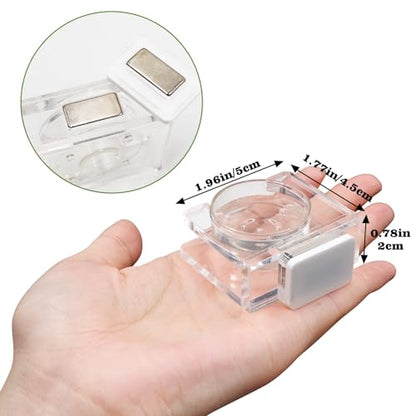 2 Pack Jumping Spider Feeding Dish - Transparent Acrylic Magnetic Tarantula Food Bowl and Water Dish - Enclosure Accessories for Small Spiders - size: 2 Pack