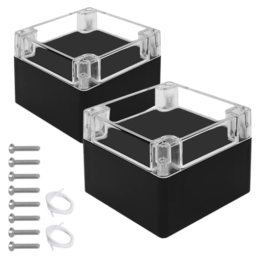 Junction Box with Clear Cover IP65 Waterproof Project Box Dustproof ABS Plastic Electrical Project Boxes Universal Enclosure, Black 4.7"x 4.7"x 3.5"(120x120x90mm)(Pack of 2) - color: 2 packs, size: 4.7"x 4.7"x 3.5"