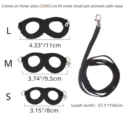 MANON ROSA Sugar Glider Harness and Leash Set, Adjustable 3 Pcs Vest, Black | Escape-Proof Design, Comfortable Adjustable Vest, Suitable For Small Pets, Durable Material, Easy To Wear, Secure Leash 57.1 - color: 01 Black