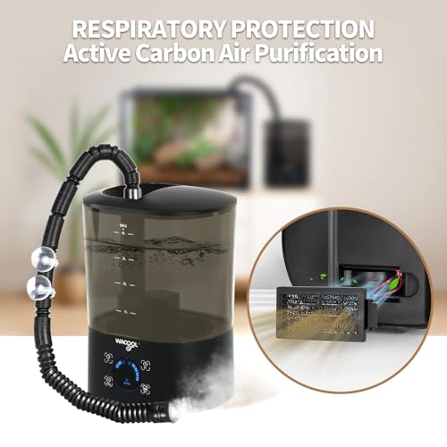 WACOOL Reptile Fogger Mister 4L No-Leak Top-Fill Water Humidifier - Digital Timer Terrarium Fogger with Adjustable Fog Volume and Silent Operation for Snake/Gecko/Gecko Tanks - size: Single Hose