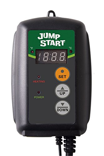 JumpStart by Hydrofarm Digital Thermostat Controller for Heat Mats, MTPRTC, Water Resistant Probe, Celcius or Farenheit Read-Out, 6' Cord