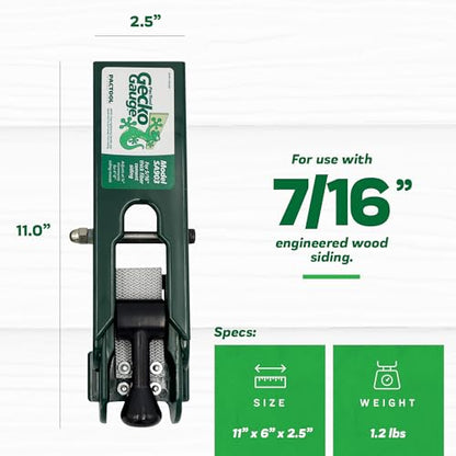 PacTool Gecko Gauge for Engineered Wood Siding - 7/16" Thick, 2-Pack Clamps | For 7/16" thick engineered wood siding. Includes 2 gecko clamps. Compatible with LP SmartSide engineered wood systems. - size: 7/16” Thickness for LP Siding, style: STANDARD
