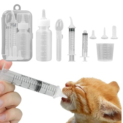 Suxgumoe Pet Feeding Bottle Set, Feeding Silicone Nipple with Bottle and Syringes, Reusable Pet Nursing Kits Feeding Tools for Rabbits, Small Animals (1 Bottle+3 Nipples+2 Syringes + 1 Cup+ 1 Spoon) - color: 1 Bottle+3 Nipples+2 Syringes + 1 cup+ 1 spoon
