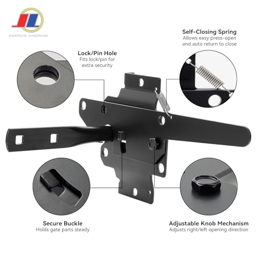 Gate Latch, Outdoor Fence Gate Lock, Adjustable Strike | Heavy duty outdoor gate latch with adjustable strike plate for wood fences and metal gates; for garden, yard and farm use. - size: Latch