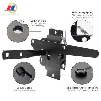 Gate Latch, Outdoor Fence Gate Lock, Adjustable Strike | Heavy duty outdoor gate latch with adjustable strike plate for wood fences and metal gates; for garden, yard and farm use. - size: Latch