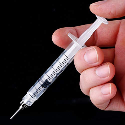 TecUnite 20 Pack Syringe, Plastic Curved Syringes for Epoxy Resin, Craft, Feeding Pets Animals, Oil or Glue Applicator