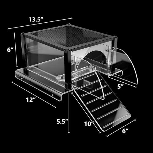 Turtle Basking Platform Large for 10-13.5in Wide 10/20/29/55 Gal Aquariums | Above Tank Topper for Aquatic Turtles, Sturdy One-piece Base, 4 Pillars Supports, Non-Slip Stepped Ramp,Escape-proof Barriers - size: Large
