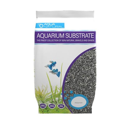 Aqua Natural Aquarium Substrate, Pewter Black Gravel, 10lb | For Aquascaping, Aquariums, Vivariums, Terrariums