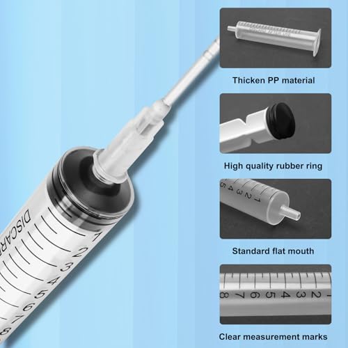 6 Pack-10ml injection Syringe with 16 Ga Metal Distribution Tubes and Soft Plastic Tube Suitable for Scientific Labs and Industrial Dispensing, Glue Application, Ink, Liquid Dispensing and Measuring, Pet Food Feeding, Refilling Ink Cartridges or CISS - si