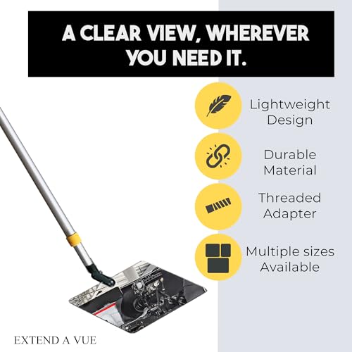 Inspection Mirror Telescoping Pole, Lightweight & Durable, 2 ft - 4 ft Pole, 6 x 6 inch Acrylic Mirror - size: 6 x 6 inch Acrylic Mirror, style: 2 ft - 4 ft Pole