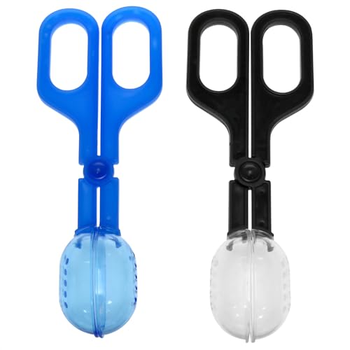 2PCS Reptile Feeding Clamp Tool Reptile Tortoise Lizard Horned Frog Spider Feeding (Black + Blue)
