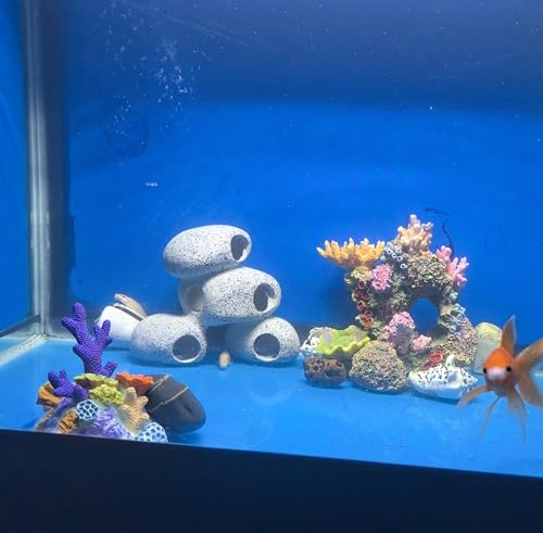 AWXZOM Aquarium Rock Decorations Resin Cichlids Rock with Artificial Moss Betta cave Betta Fish Tank Accessories Fish hides for Aquarium (Rock Cave)