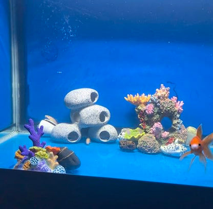 AWXZOM Aquarium Rock Decorations Resin Cichlids Rock with Artificial Moss Betta cave Betta Fish Tank Accessories Fish hides for Aquarium (Rock Cave)