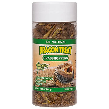Healthy Herp Dragon Treat Grasshoppers - Nutritious Turtle Food 0.56oz(16g) | Bearded Dragon Tank Accessories - for Bearded Dragons, Box Turtles, Aquatic Turtles
