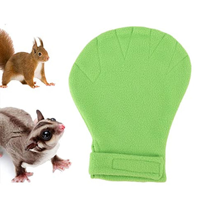 Sugar Glider Bonding Mitt Bite Small Animals Bonding Calming Glove Absorbent Plush Quick Dry Keep Warm Adjustable Size (Green) - color: Green