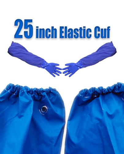LIICHAAO 25 inch elastic cuff Long waterproof fishing gloves,Cleaning Poison ivy gloves,Aquarium pool,Long elbow Resistant Abrasion (XL -25 inch elastic cuff)