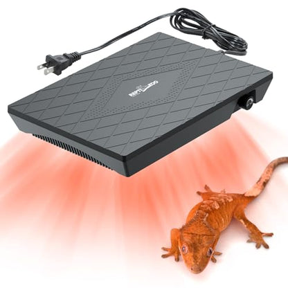 REPTI ZOO Reptile Heat Panel Adjustable Temperature Reptile Heating Plate, Non-Light Heating Solution with Expanded Heating Range for Hermit Crabs/Leopard Geckos/Turtles/Snakes/Lizards - size: 6" X 9"