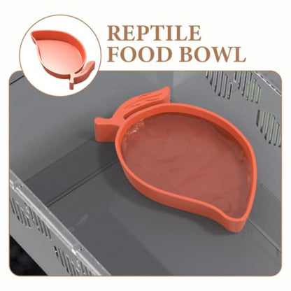 TOYANDONA Escapeproof Reptile Feeding Bowl for Bearded Dragon and Lizard, Safe Abs Material Food and Water Dish for Terrarium Use