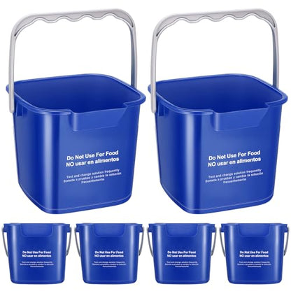 Roshtia 6 Pcs 6 Quart Cleaning Bucket Small Sanitizing Square Bucket Detergent Pail for Home Commercial Restaurant Kitchen Office School (Blue) - color: Blue