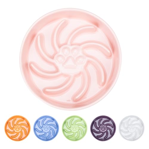 Ceramic Slow Feeder Dog Bowl, 3 Cup Dog Food or 25oz Water, Slow Eating Bowl for Middle Breed, Maze Puzzle Feeder for Fast Eaters, Anti-Choking Stop Bloat, Non-Slip BPA Free (Pink) - color: Pink