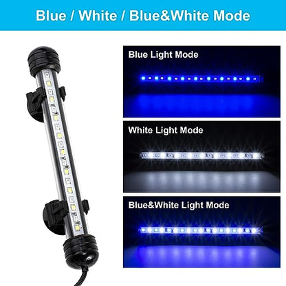 DaToo 4W 7.5inch Submersible Aquarium Light Underwater Fish Tank Light LED Aquarium Light Bar with Timer Auto On/Off and Dimmer Adjustable Brightness, 1 Yr Warranty - size: 4W 7.5inch (With Timer&Dimmer)