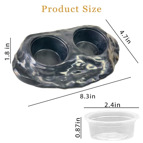 Tfwadmx Magnetic Reptile Feeder Ledge, Gecko Feeder Ledge with 4 Cups Reptile Feeding Bowl Terrarium Accessories for Geckos Lizards Chameleons Frog (Black) - color: Black