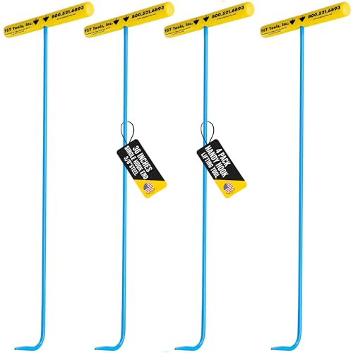 T&T Tools 30-Inch Handy Hook Lifting Tool - 3/8" Single Hook End - 4 Pack | Solid Steel Construction, Heavy Duty Lifting, Septic Tank Riser, Grates, Storm Drains, Pallet Pulling, Bright Blue Finish - size: 4 Pack - 36 Inch Handy Hook - Single Hook End