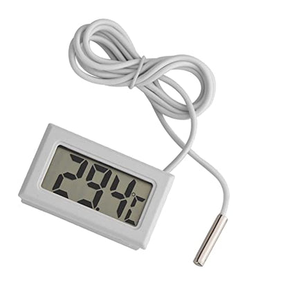 Digital Thermometer, Mini LED Display, High Accuracy Probe for Aquarium, Reptile Incubator, Greenhouse, Long Sensor Remote Monitoring, Battery Operated