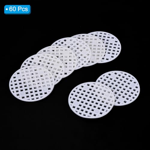 PATIKIL Flower Pot Hole Mesh Pad, 60Pcs 1.8 Inch/4.5cm Round Rigid Bonsai Drainage Mesh Grid Screen Bottom Grid Mat for Garden, White - color: White