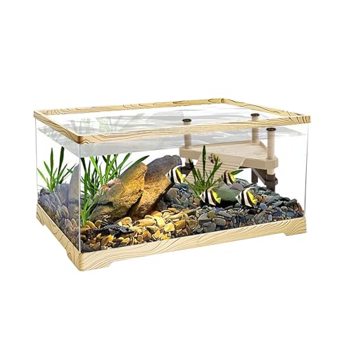 Turtle Tank with Turtle Basking Platform, 20" x 9.5" x 9.5" Aquatic Turtle Tank for Juvenile Turtle,Convenient Bottom Drainage, and Versatile Design for Aquatic Turtle Habitat