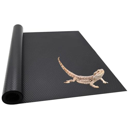 PetPhindU Reptile Carpet Bedding 17.7 x 78.7 Inches, Cuttable Reptile Terrarium Substrate Liner, Bearded Dragon Tank Accessories Reptile Tank Mat for Leopard Gecko Snake Tortoise Black