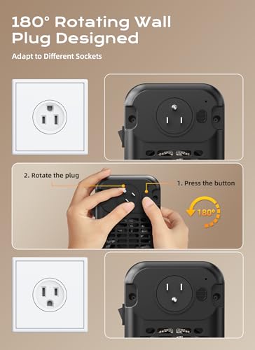 Minetom 800W Plug In Heater, Small Wall Outlet Heater for Indoor Use, Remote, 12H Timer, ECO Mode, Overheat Protection, Fast and Safe Heat for Bathroom Office Bedroom Home - color: 2 Pack